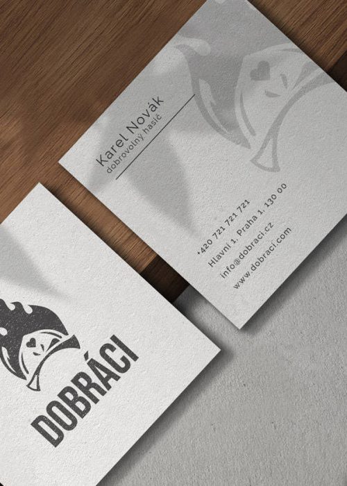 Square Business Card Mockup Design on Wooden Board